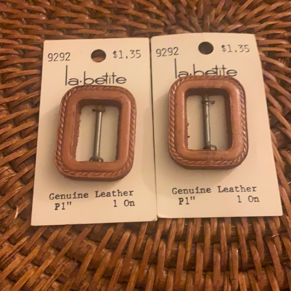 Vintage Belt Buckles Leather 1” - 2 included on cards Genuine Leather la petite